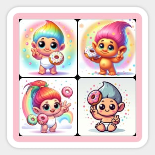 Quad Baby Troll Donut Sticker